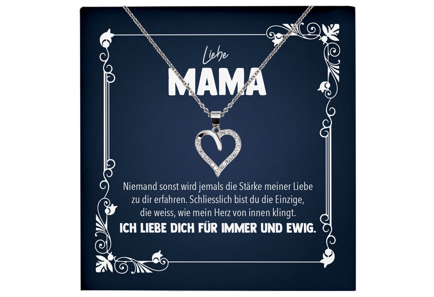 22Feels Schmuckset Liebe Mama Geschenk Muttertag Frauen Halskette Damen Herz Collier (inkl. Geschenktasche, Karte, Poliertuch, Beutel), Echt-Silber 925/000, Karte Made In Germany von 22Feels