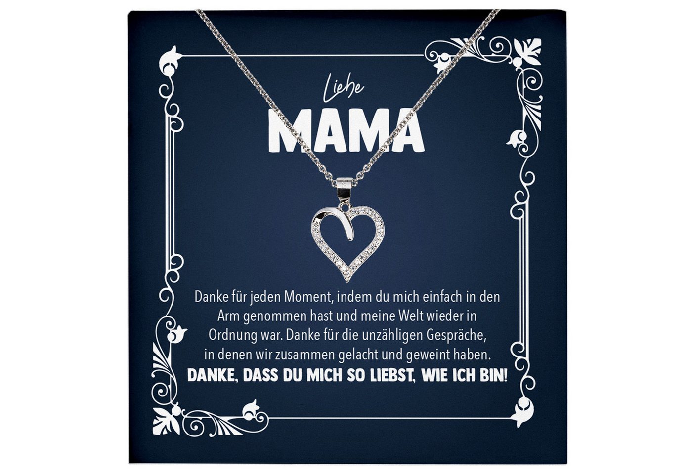 22Feels Schmuckset Liebe Mama Geschenk Muttertag Frauen Halskette Damen Herz Collier (inkl. Geschenktasche, Karte, Poliertuch, Beutel), Echt-Silber 925/000, Karte Made In Germany von 22Feels