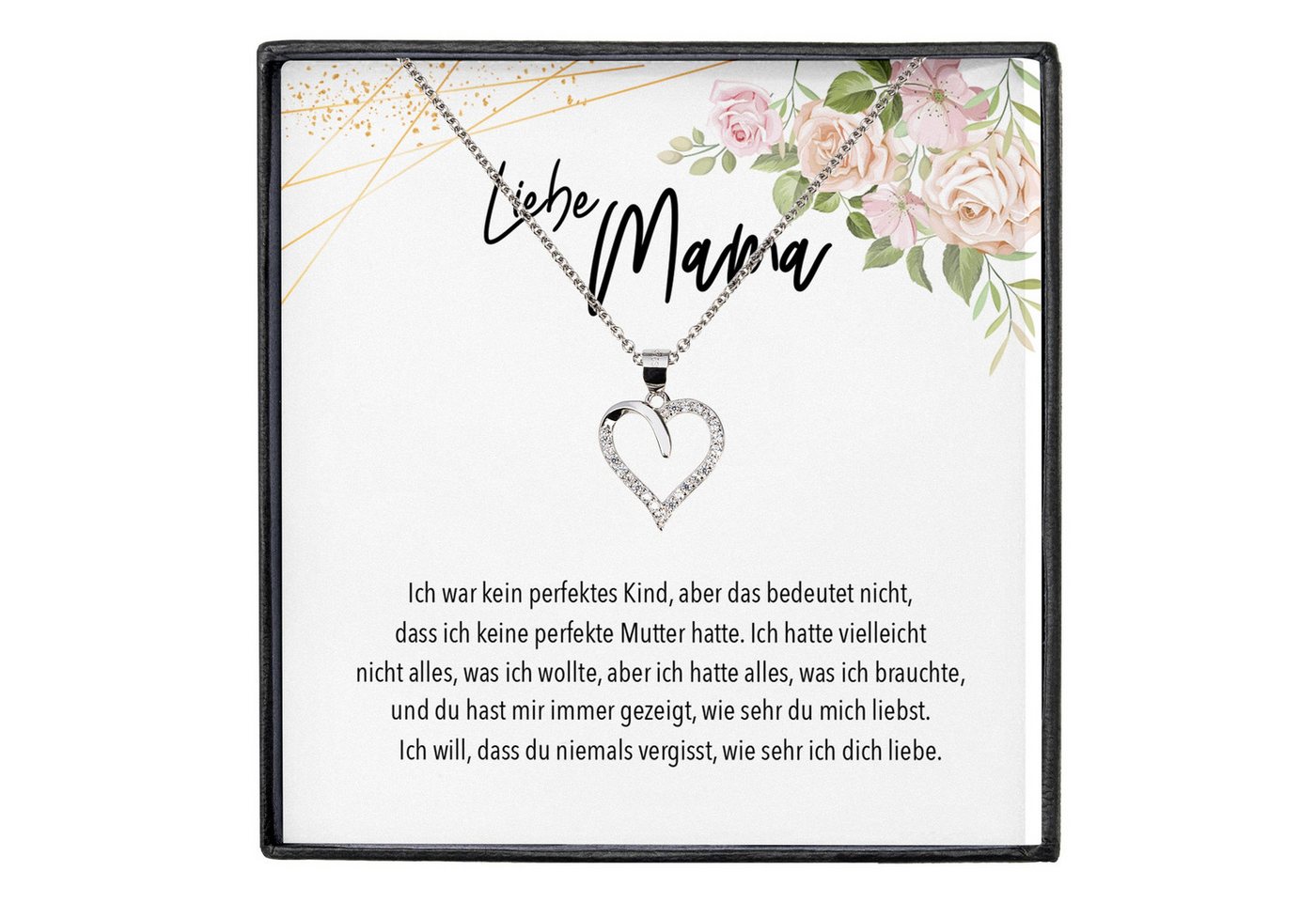 22Feels Schmuckset Liebe Mama Geschenk Muttertag Frauen Halskette Damen Herz Collier (inkl. Geschenktasche, Karte, Poliertuch, Beutel), Echt-Silber 925/000, Karte Made In Germany von 22Feels