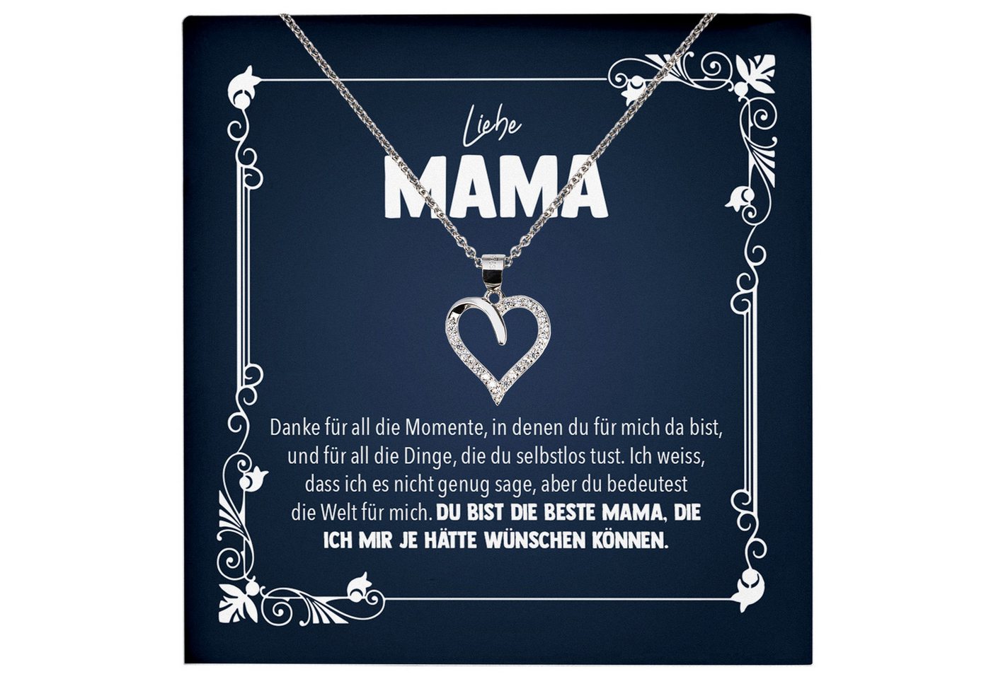 22Feels Schmuckset Liebe Mama Geschenk Muttertag Frauen Halskette Damen Herz Collier (inkl. Geschenktasche, Karte, Poliertuch, Beutel), Echt-Silber 925/000, Karte Made In Germany von 22Feels