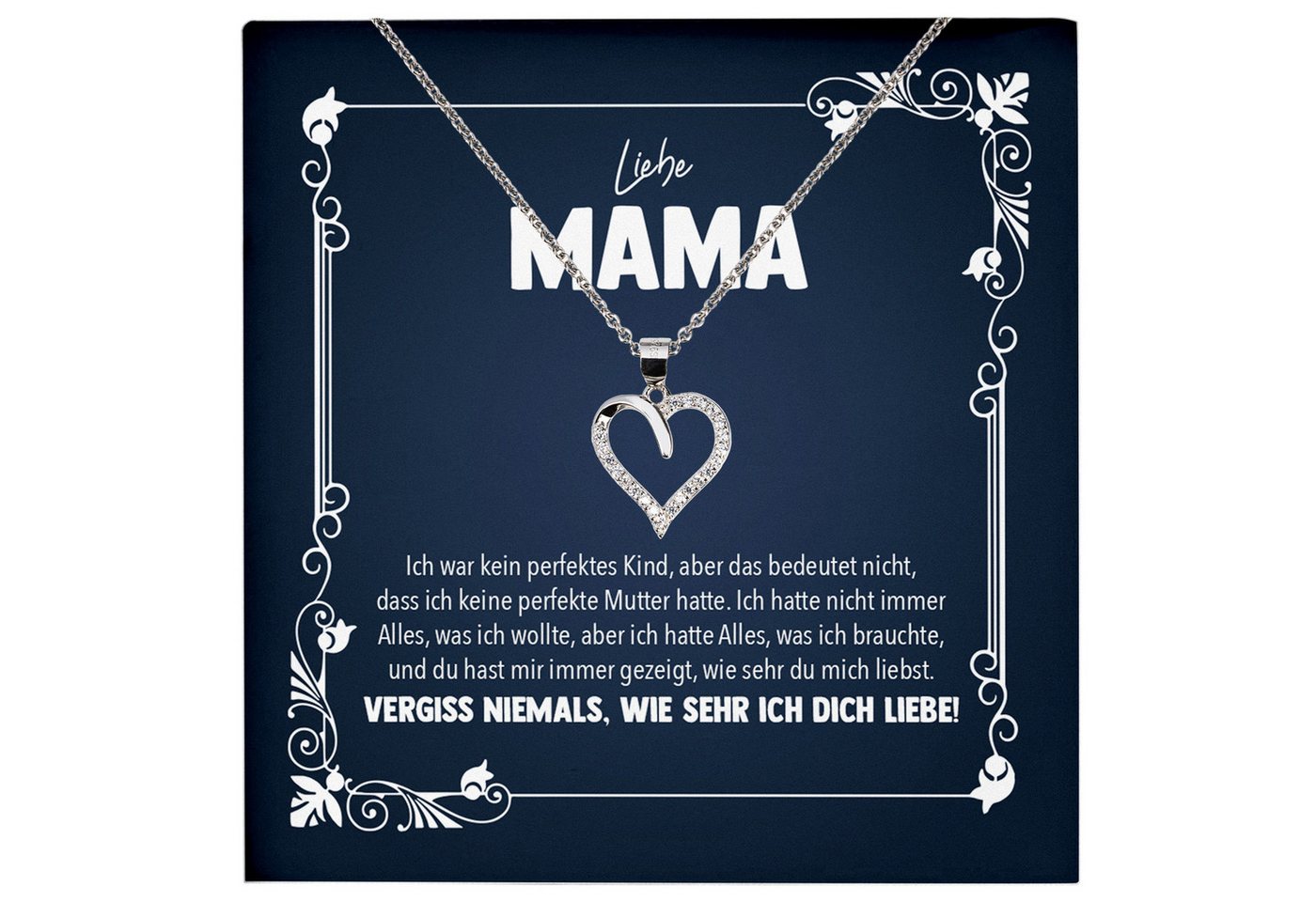22Feels Schmuckset Liebe Mama Geschenk Muttertag Frauen Halskette Damen Herz Collier (inkl. Geschenktasche, Karte, Poliertuch, Beutel), Echt-Silber 925/000, Karte Made In Germany von 22Feels
