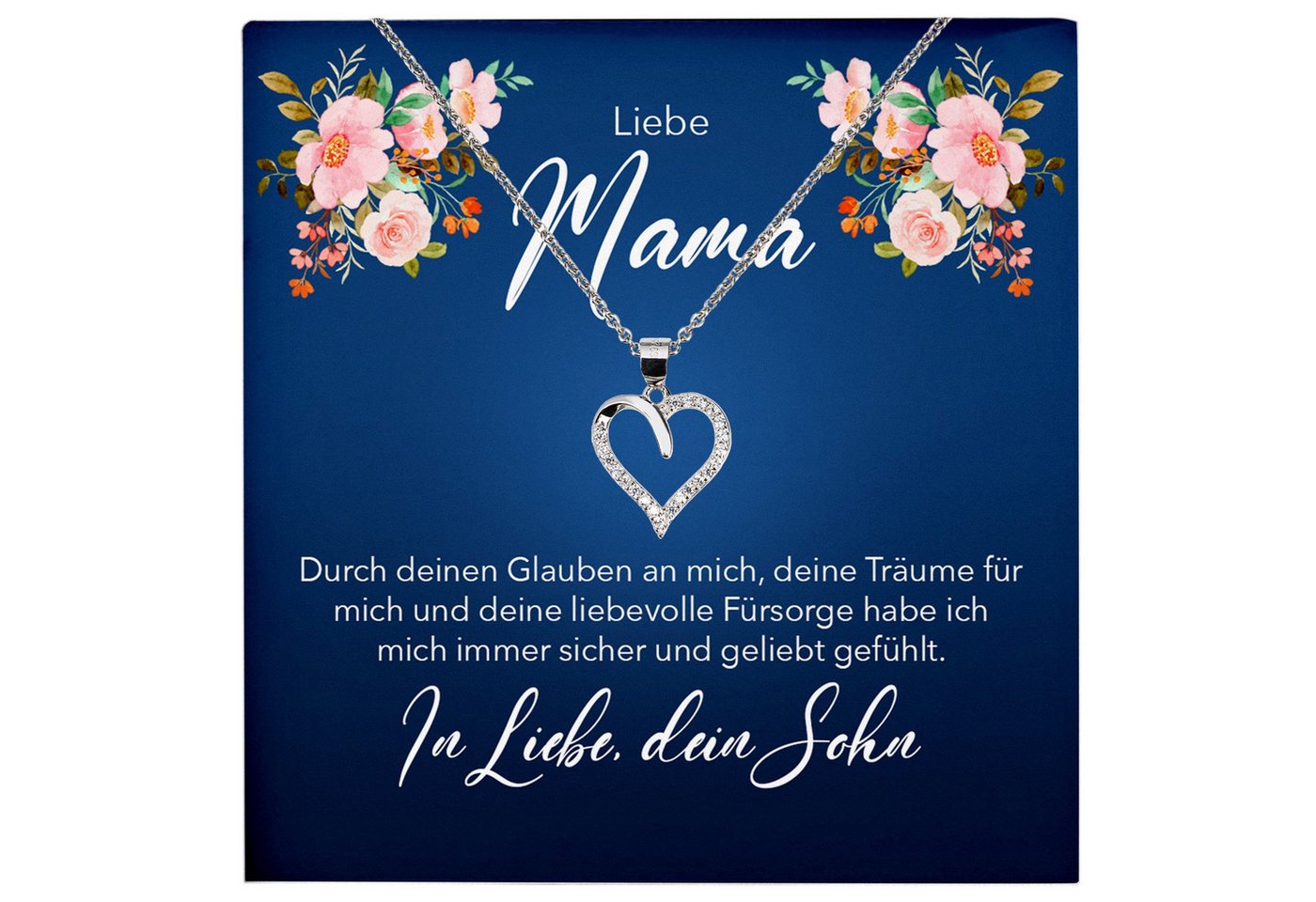 22Feels Schmuckset Liebe Mama Geschenk von Sohn Muttertag Frauen Halskette Damen Herz, Echt-Silber 925/000, Karte Made In Germany von 22Feels