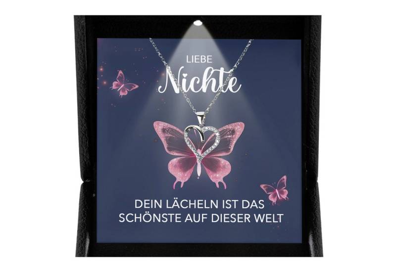 22Feels Schmuckset Liebe Nichte Geschenk von Tante Onkel Mädchen Herz Halskette Frauen (inkl. Geschenktasche, Karte, Poliertuch, Beutel), Premium Licht Etui, Silber 925/000, Karte Made In Germany von 22Feels