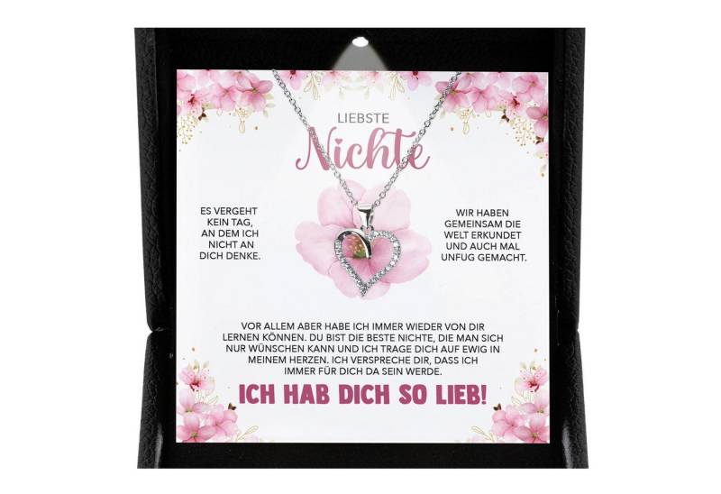 22Feels Schmuckset Liebe Nichte Geschenk von Tante Onkel Mädchen Herz Halskette Frauen (inkl. Geschenktasche, Karte, Poliertuch, Beutel), Premium Licht Etui, Silber 925/000, Karte Made In Germany von 22Feels