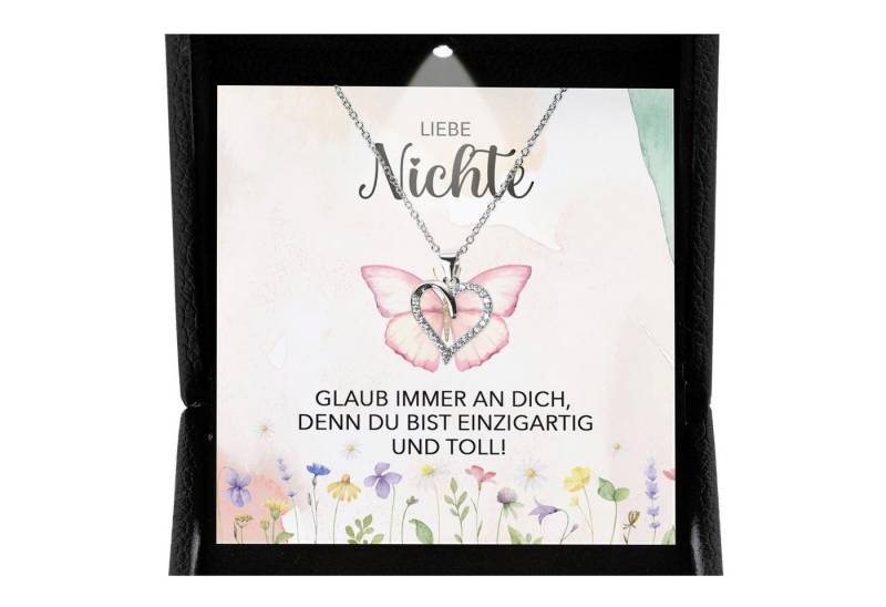 22Feels Schmuckset Liebe Nichte Geschenk von Tante Onkel Mädchen Herz Halskette Frauen (inkl. Geschenktasche, Karte, Poliertuch, Beutel), Premium Licht Etui, Silber 925/000, Karte Made In Germany von 22Feels