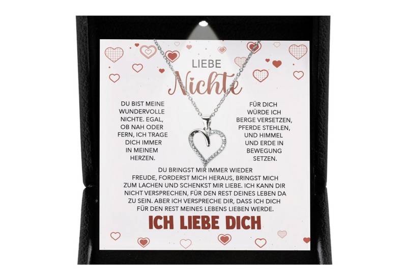 22Feels Schmuckset Liebe Nichte Geschenk von Tante Onkel Mädchen Herz Halskette Frauen (inkl. Geschenktasche, Karte, Poliertuch, Beutel), Premium Licht Etui, Silber 925/000, Karte Made In Germany von 22Feels