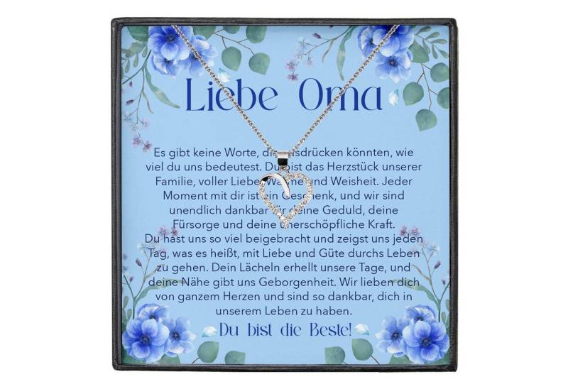 22Feels Schmuckset Liebe Oma Geschenk Grossmutter Frauen Halskette Damen Collier Herz (inkl. Geschenktasche, Karte, Poliertuch, Beutel), Echt-Silber 925/000, Karte Made In Germany von 22Feels