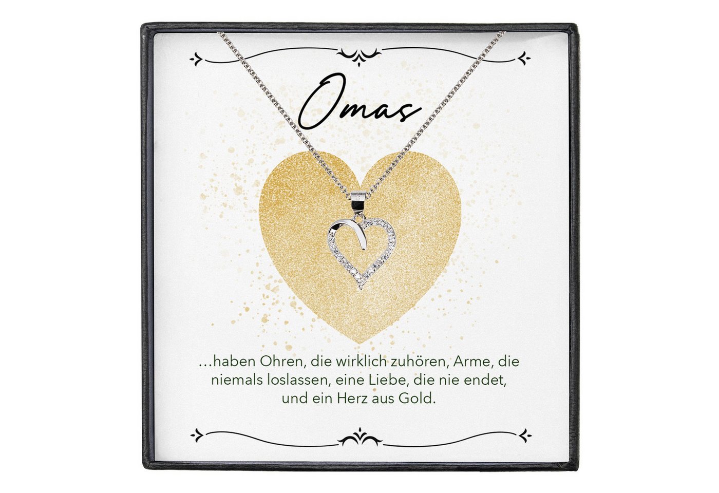 22Feels Schmuckset Liebe Oma Geschenk Grossmutter Frauen Halskette Damen Collier Herz (inkl. Geschenktasche, Karte, Poliertuch, Beutel), Echt-Silber 925/000, Karte Made In Germany von 22Feels