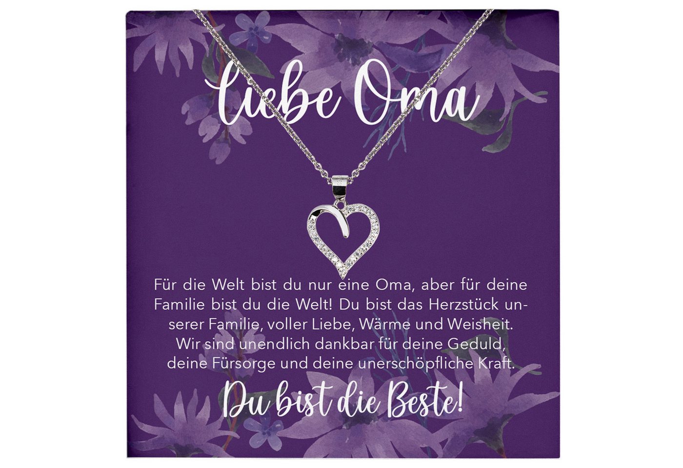 22Feels Schmuckset Liebe Oma Geschenk Grossmutter Frauen Halskette Damen Collier Herz (inkl. Geschenktasche, Karte, Poliertuch, Beutel), Echt-Silber 925/000, Karte Made In Germany von 22Feels