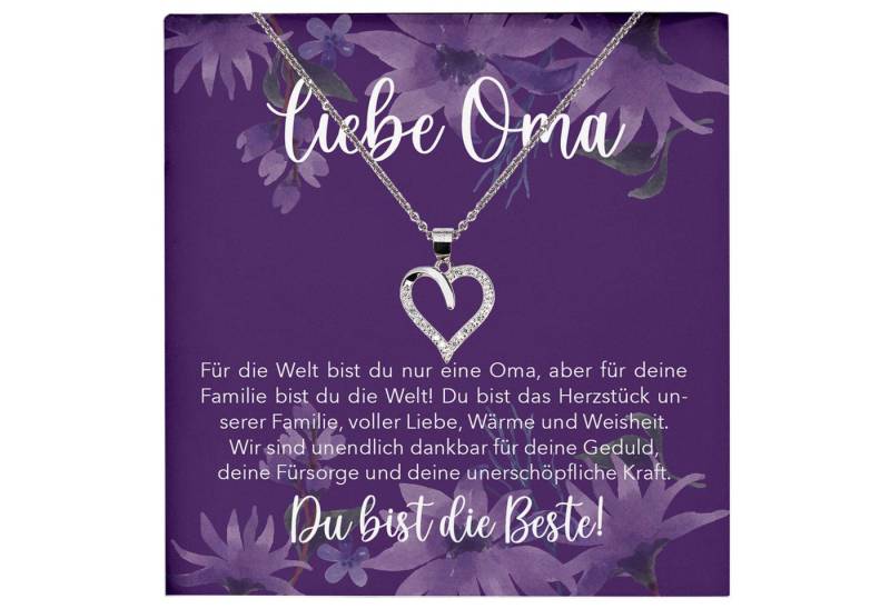 22Feels Schmuckset Liebe Oma Geschenk Grossmutter Frauen Halskette Damen Collier Herz (inkl. Geschenktasche, Karte, Poliertuch, Beutel), Echt-Silber 925/000, Karte Made In Germany von 22Feels