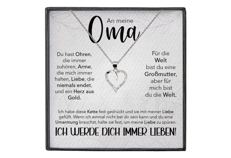 22Feels Schmuckset Liebe Oma Geschenk Grossmutter Frauen Halskette Damen Collier Herz (inkl. Geschenktasche, Karte, Poliertuch, Beutel), Echt-Silber 925/000, Karte Made In Germany von 22Feels