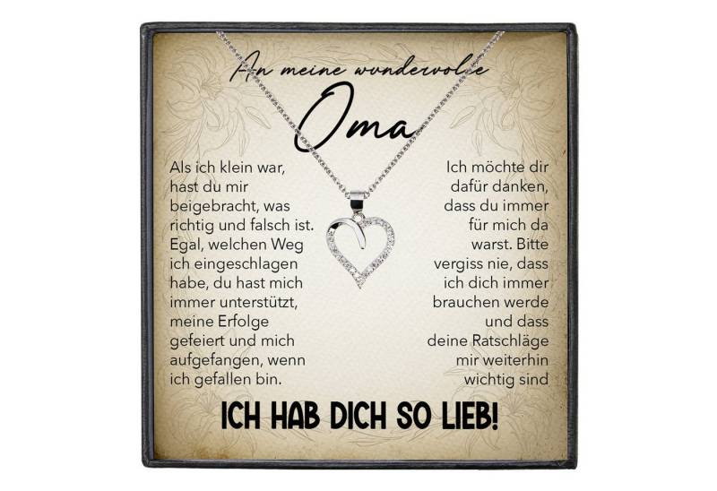 22Feels Schmuckset Liebe Oma Geschenk Grossmutter Frauen Halskette Damen Collier Herz (inkl. Geschenktasche, Karte, Poliertuch, Beutel), Echt-Silber 925/000, Karte Made In Germany von 22Feels