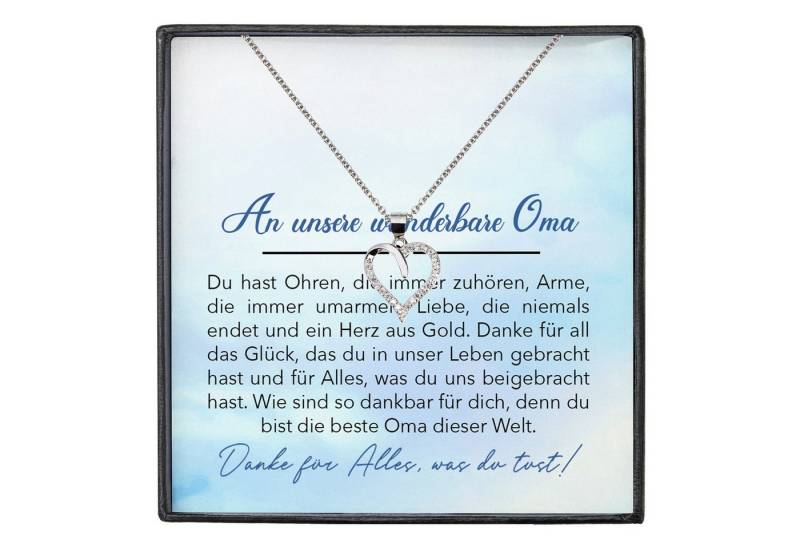 22Feels Schmuckset Liebe Oma Geschenk Grossmutter Frauen Halskette Damen Collier Herz (inkl. Geschenktasche, Karte, Poliertuch, Beutel), Echt-Silber 925/000, Karte Made In Germany von 22Feels