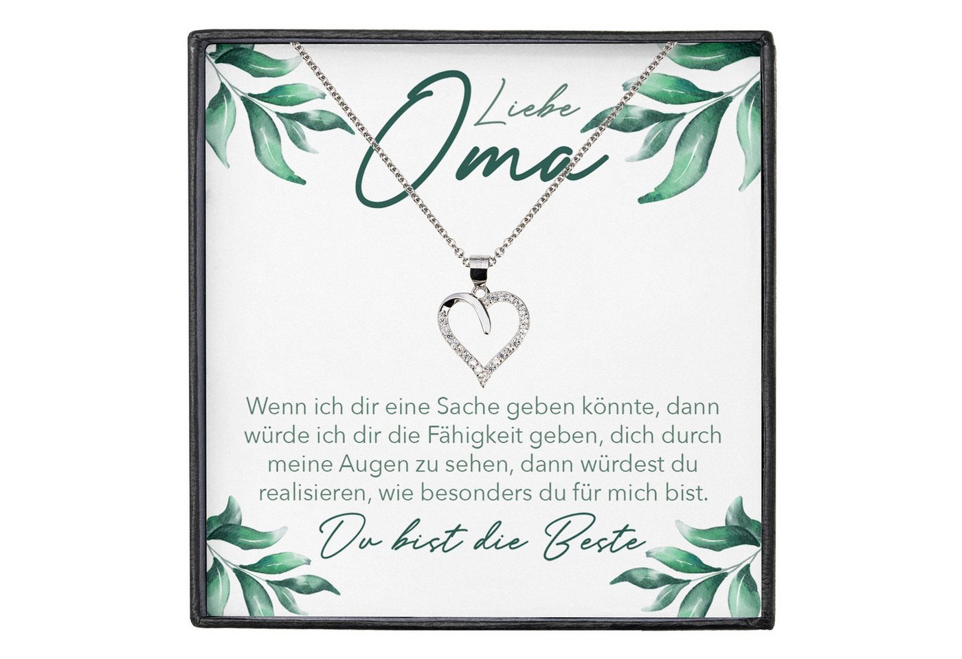 22Feels Schmuckset Liebe Oma Geschenk Grossmutter Frauen Halskette Damen Collier Herz (inkl. Geschenktasche, Karte, Poliertuch, Beutel), Echt-Silber 925/000, Karte Made In Germany von 22Feels