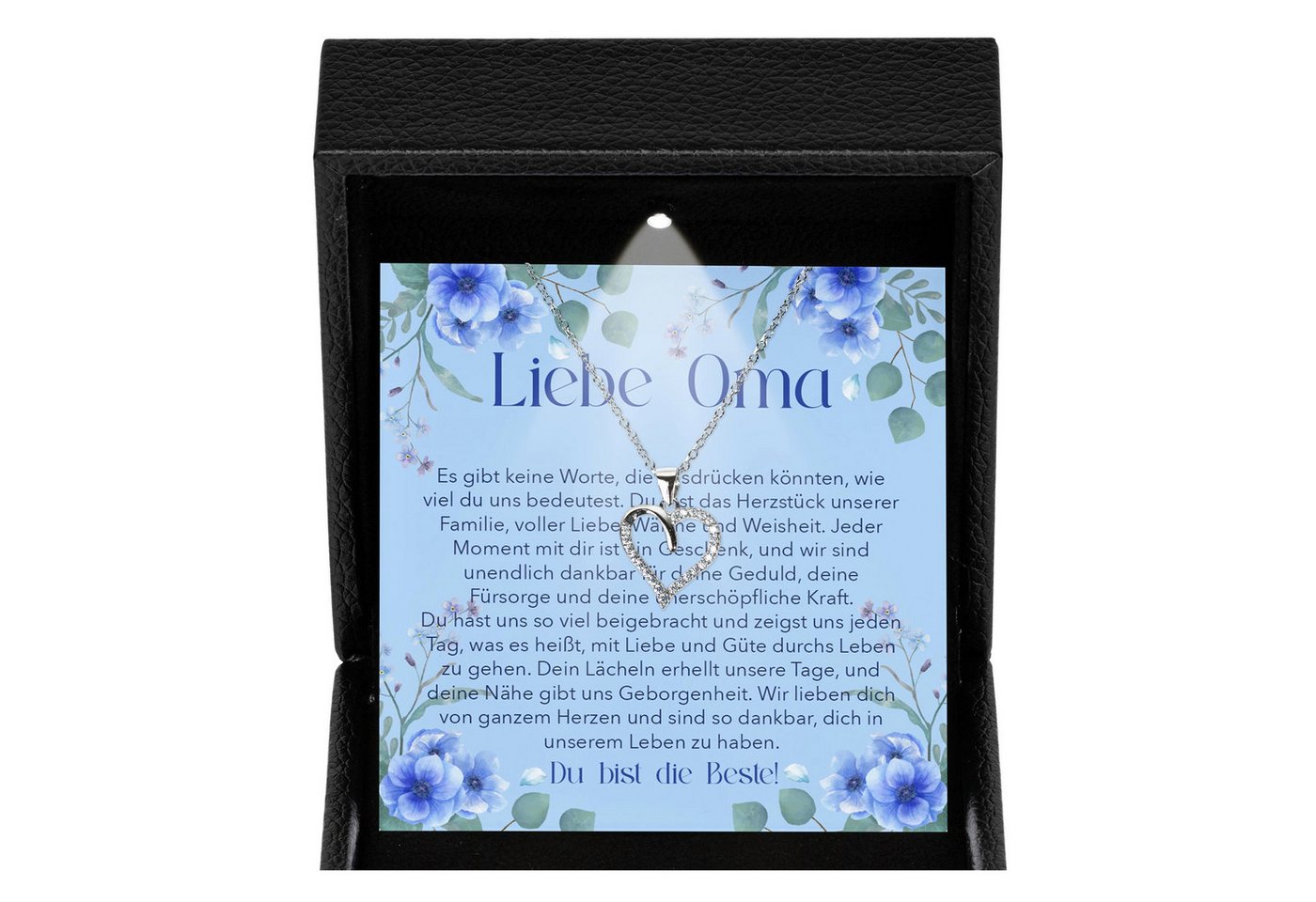 22Feels Schmuckset Liebe Oma Geschenk Grossmutter Frauen Halskette Damen Collier Herz (Geschenkset), Silber 925/000, Geschenkset Made In Germany, Premium Licht Etui von 22Feels