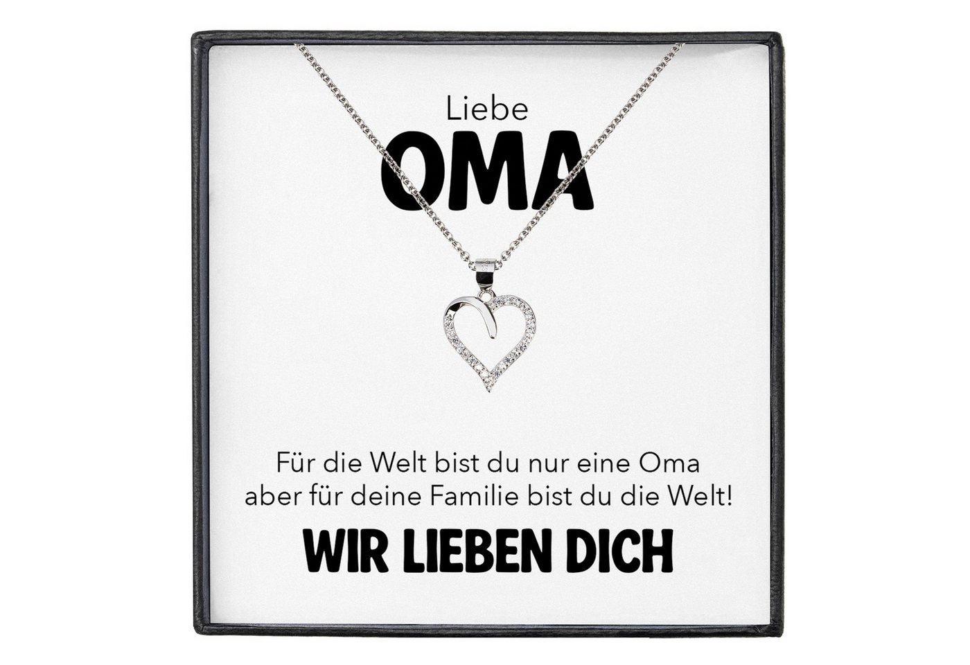 22Feels Schmuckset Liebe Oma Geschenk Grossmutter Frauen Halskette Damen Collier Herz (inkl. Geschenktasche, Karte, Poliertuch, Beutel), Silber 925/000, Karte Made In Germany von 22Feels