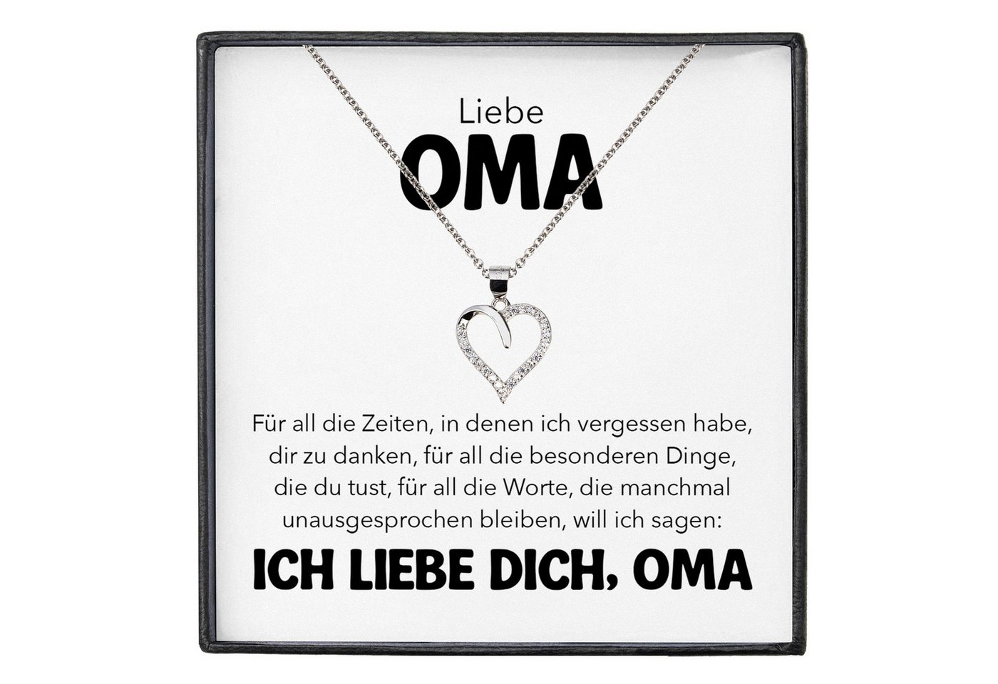22Feels Schmuckset Liebe Oma Geschenk Grossmutter Frauen Halskette Damen Collier Herz (inkl. Geschenktasche, Karte, Poliertuch, Beutel), Silber 925/000, Karte Made In Germany von 22Feels