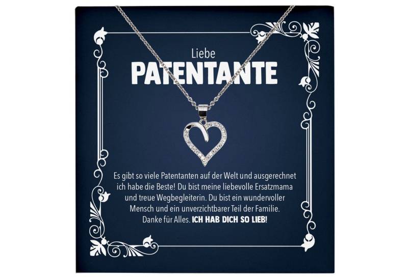 22Feels Schmuckset Liebe Patentante Geschenk Patin Frauen Schmuck Herz Halskette Collier (inkl. Geschenktasche, Karte, Poliertuch, Beutel), Echt-Silber 925/000, Karte Made In Germany von 22Feels