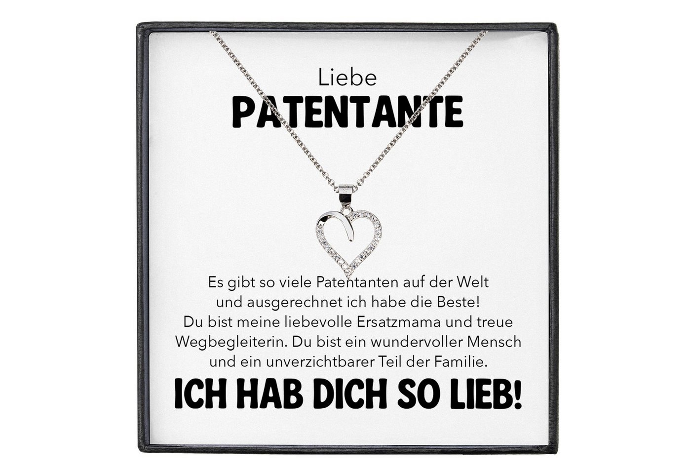 22Feels Schmuckset Liebe Patentante Geschenk Patin Frauen Schmuck Herz Halskette Damen (inkl. Geschenktasche, Karte, Poliertuch, Beutel), Silber 925/000, Karte Made In Germany von 22Feels