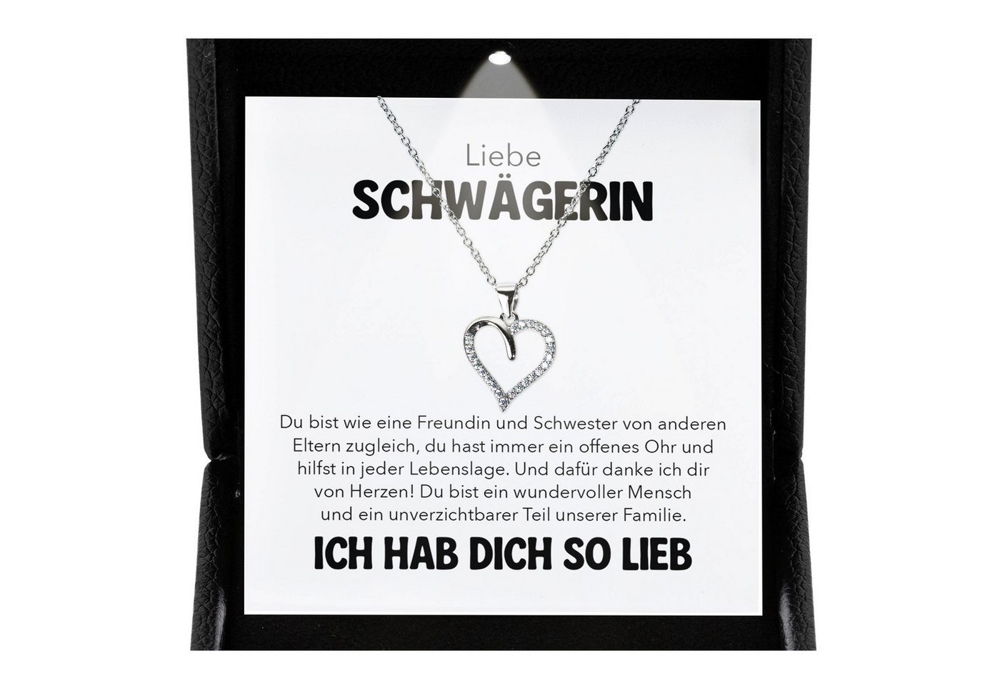 22Feels Schmuckset Liebe Schwägerin Geschenk Frauen Hochzeit Schmuck Herz Halskette Damen (inkl. Geschenktasche, Karte, Poliertuch, Beutel), Premium Licht Etui, Silber 925/000, Karte Made In Germany von 22Feels