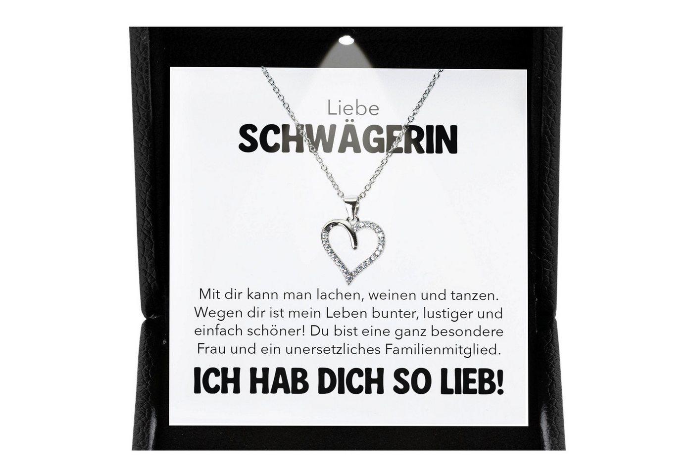 22Feels Schmuckset Liebe Schwägerin Geschenk Frauen Hochzeit Schmuck Herz Halskette Damen (inkl. Geschenktasche, Karte, Poliertuch, Beutel), Premium Licht Etui, Silber 925/000, Karte Made In Germany von 22Feels