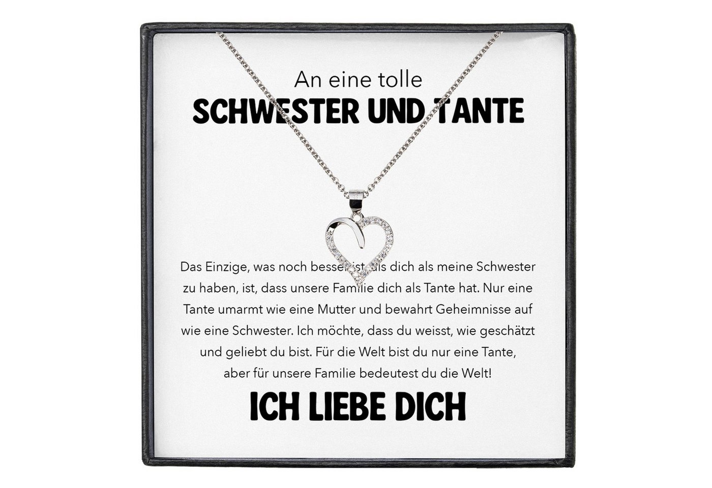 22Feels Schmuckset Liebe Tante Geschenk Frauen Herz Kette Damen Geburtstag Weihnachten (inkl. Geschenktasche, Karte, Poliertuch, Beutel), Silber 925/000, Karte Made In Germany von 22Feels