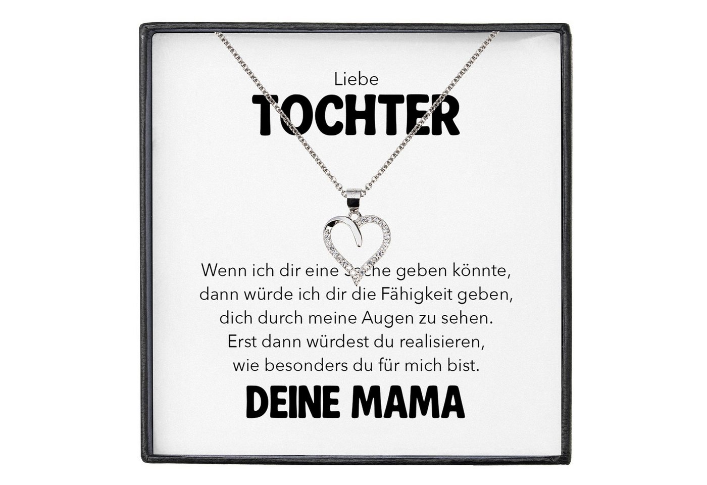 22Feels Schmuckset Liebe Tochter Geschenk von Mama Mädchen Frauen Herz Halskette Karte (inkl. Geschenktasche, Karte, Poliertuch, Beutel), Silber 925/000, Karte Made In Germany von 22Feels
