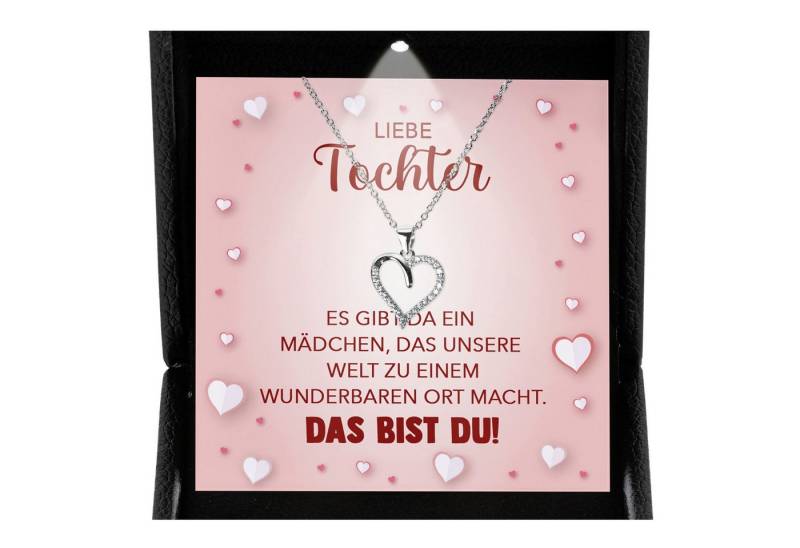 22Feels Schmuckset Liebe Tochter Geschenk von Mama Papa Mädchen Frauen Herz Halskette (inkl. Geschenktasche, Karte, Poliertuch, Beutel), Premium Licht Etui, Silber 925/000, Karte Made In Germany von 22Feels