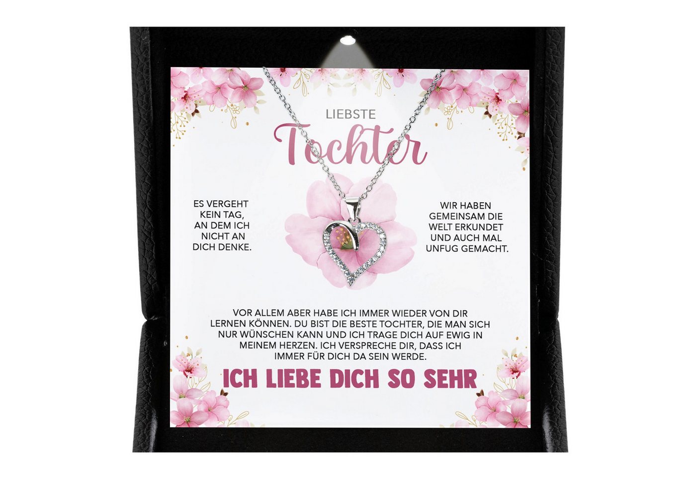22Feels Schmuckset Liebe Tochter Geschenk von Mama Papa Mädchen Frauen Herz Halskette (inkl. Geschenktasche, Karte, Poliertuch, Beutel), Premium Licht Etui, Silber 925/000, Karte Made In Germany von 22Feels