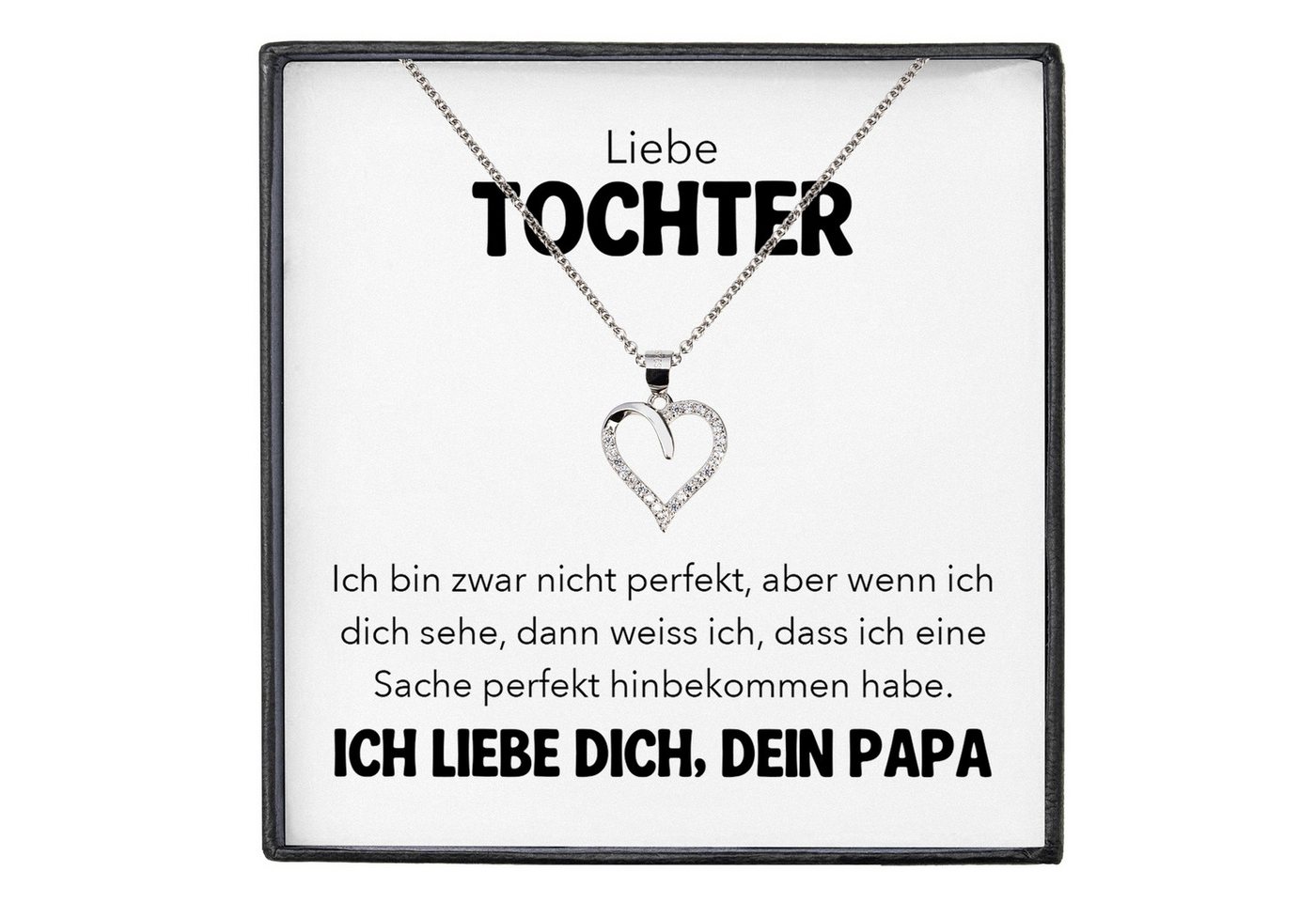 22Feels Schmuckset Liebe Tochter Geschenk von Papa Mädchen Frauen Herz Halskette Karte (inkl. Geschenktasche, Karte, Poliertuch, Beutel), Silber 925/000, Karte Made In Germany von 22Feels