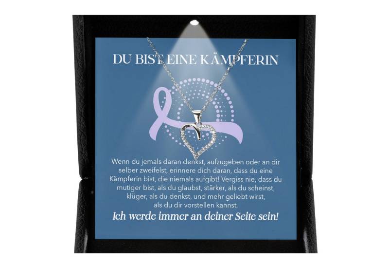 22Feels Schmuckset Magenkrebs Patientin Geschenk Therapie Herz Halskette (inkl. Geschenktasche, Karte, Poliertuch, Beutel), Premium Licht Etui, Silber 925/000, Karte Made In Germany von 22Feels