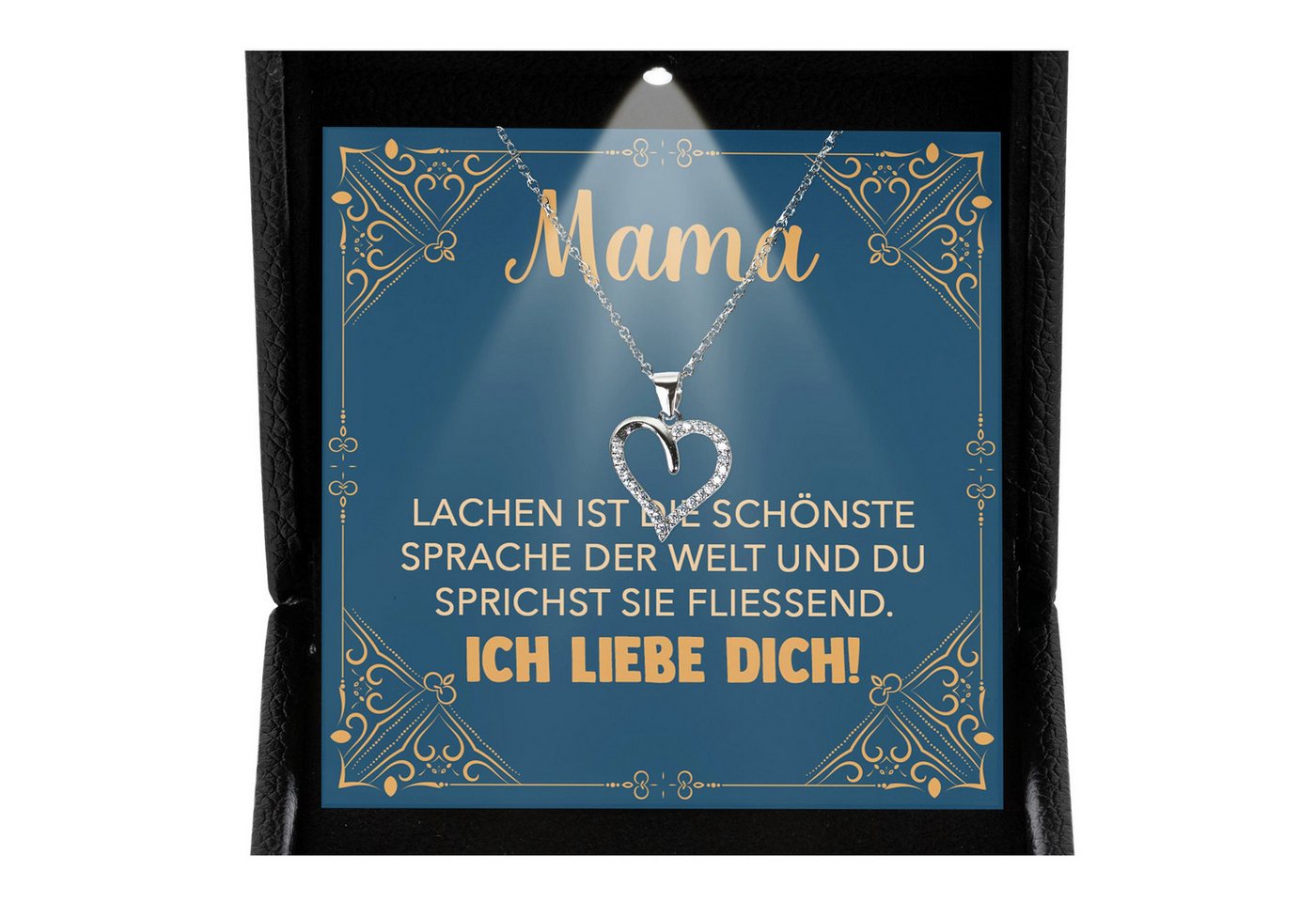 22Feels Schmuckset Mama Geschenk Frauen Eltern Herz Halskette Muttertag Damen Schmuck (inkl. Geschenktasche, Karte, Poliertuch, Beutel), Premium Licht Etui, Silber 925/000, Karte Made In Germany von 22Feels