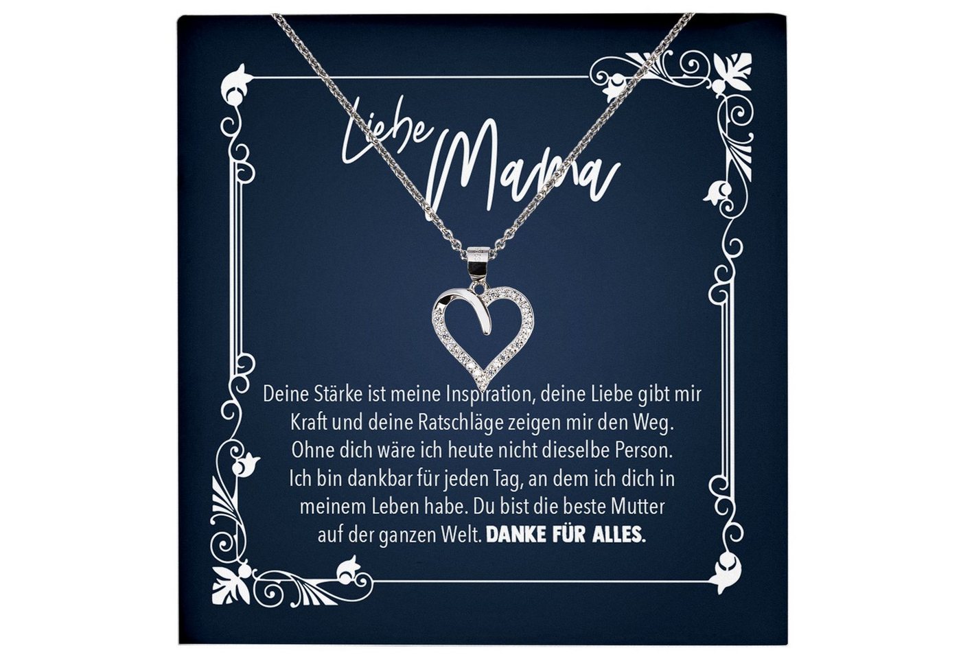 22Feels Schmuckset Mama Geschenk Muttertag Geburtstag Frauen Schmuck Herz Halskette Karte, Echt-Silber 925/000, Karte Made In Germany von 22Feels