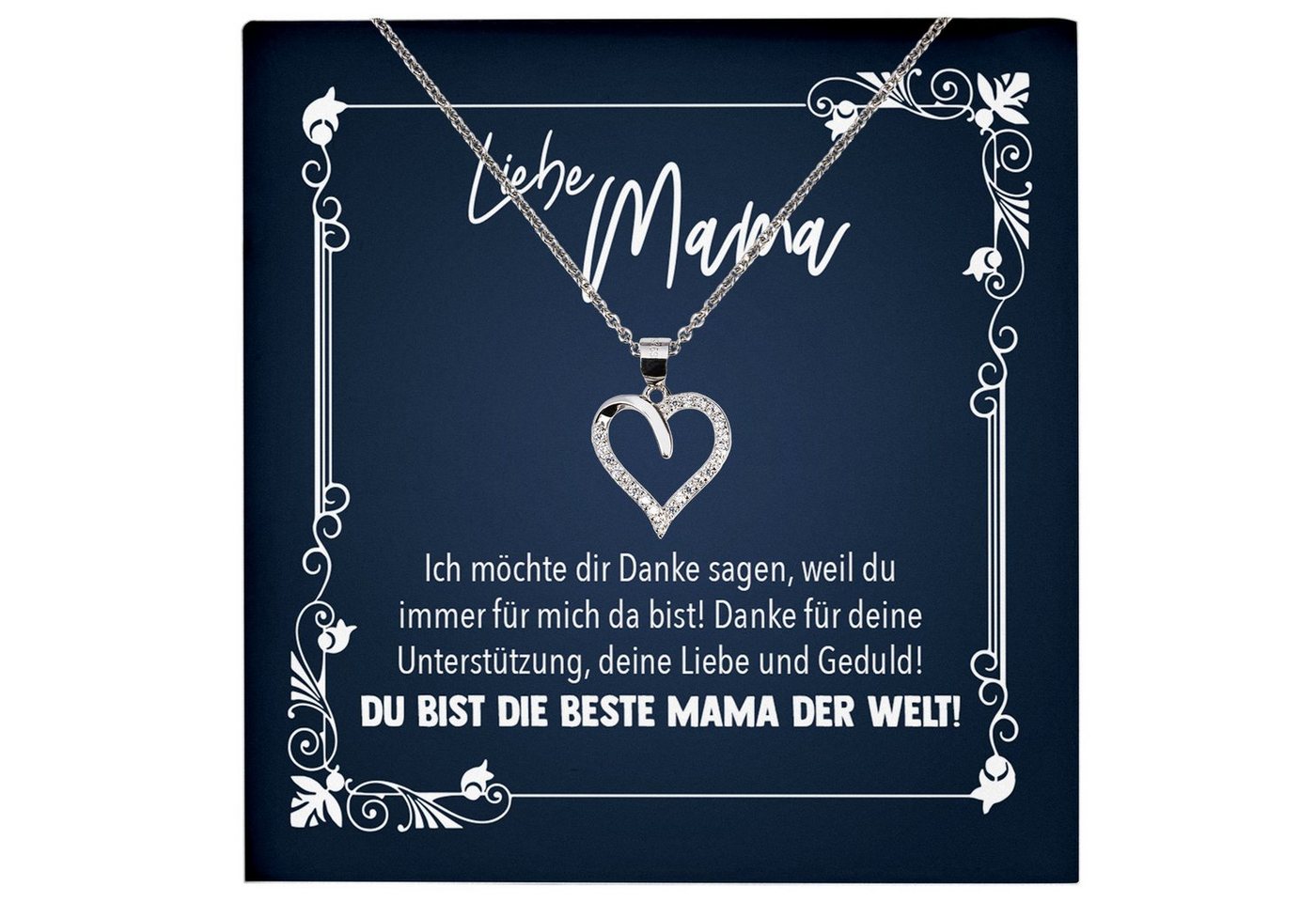 22Feels Schmuckset Mama Geschenk Muttertag Geburtstag Frauen Schmuck Herz Halskette Karte, Echt-Silber 925/000, Karte Made In Germany von 22Feels