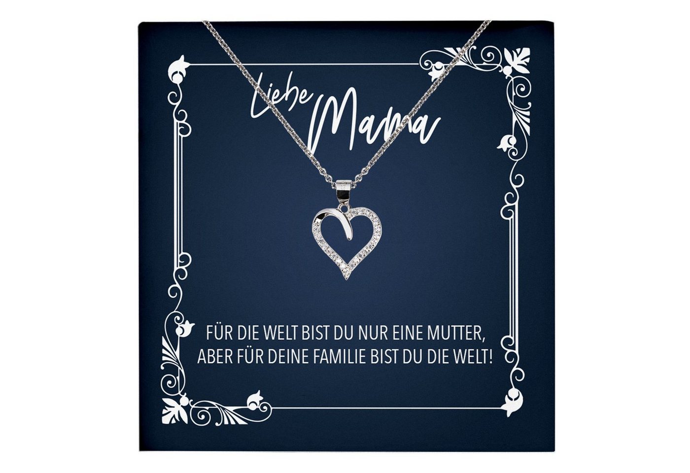 22Feels Schmuckset Mama Geschenk Muttertag Geburtstag Frauen Schmuck Herz Halskette Karte, Echt-Silber 925/000, Karte Made In Germany von 22Feels