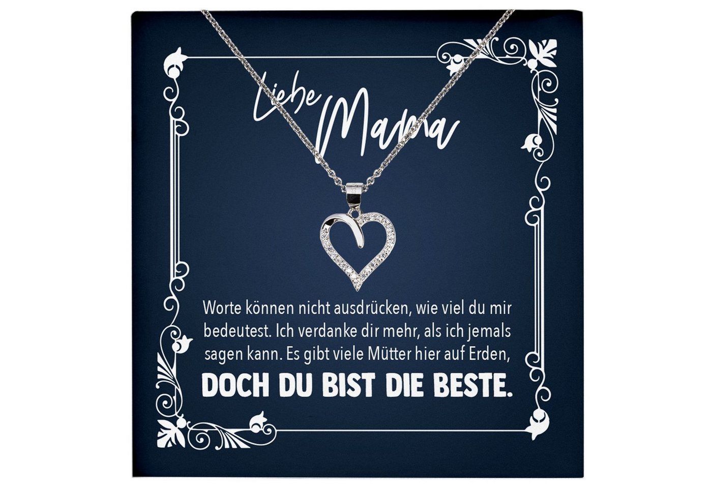 22Feels Schmuckset Mama Geschenk Muttertag Geburtstag Frauen Schmuck Herz Halskette Karte, Echt-Silber 925/000, Karte Made In Germany von 22Feels