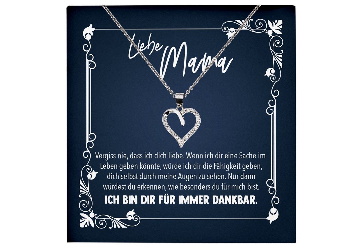 22Feels Schmuckset Mama Geschenk Muttertag Geburtstag Frauen Schmuck Herz Halskette Karte, Echt-Silber 925/000, Karte Made In Germany von 22Feels