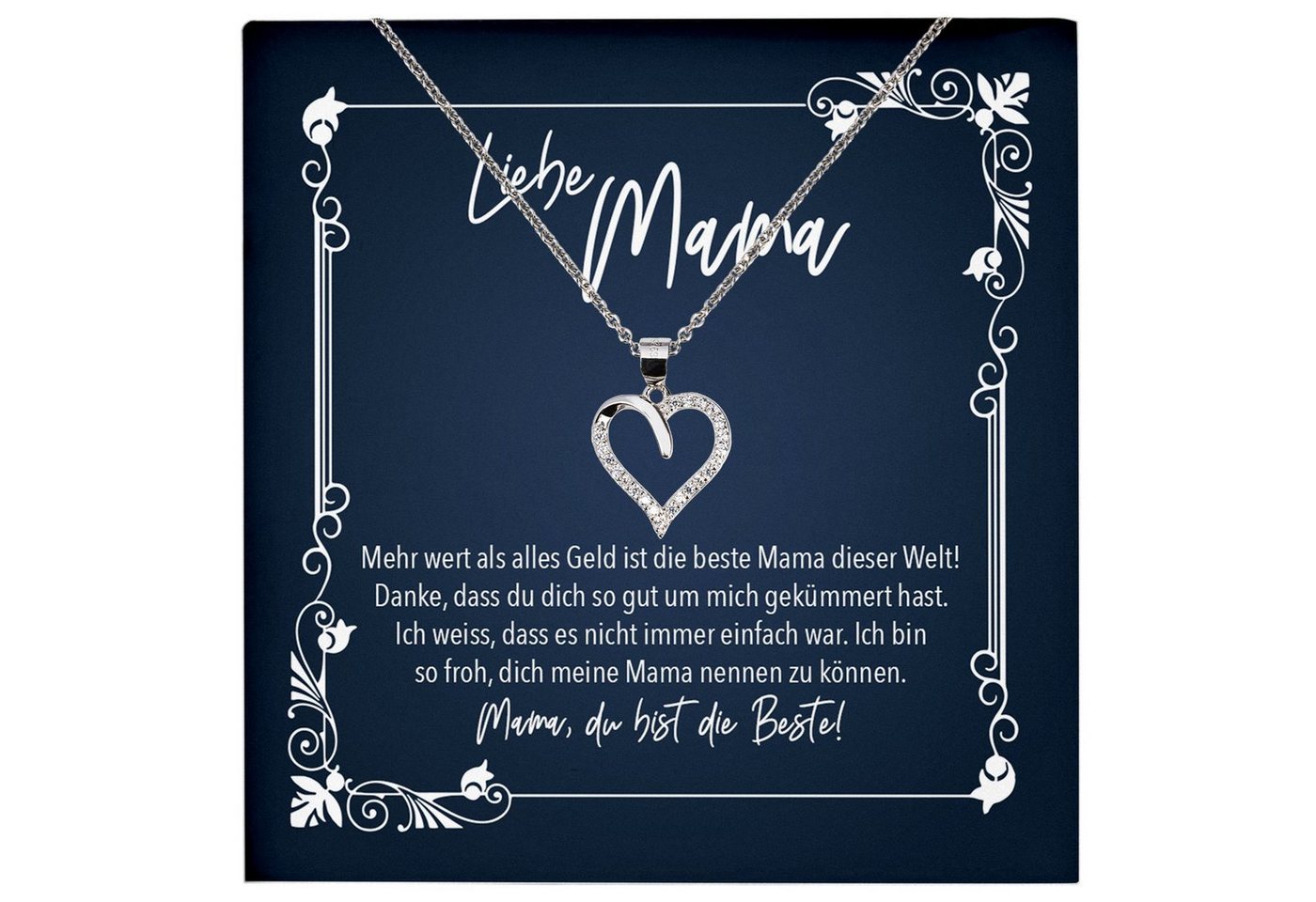 22Feels Schmuckset Mama Geschenk Muttertag Geburtstag Frauen Schmuck Herz Halskette Karte, Echt-Silber 925/000, Karte Made In Germany von 22Feels