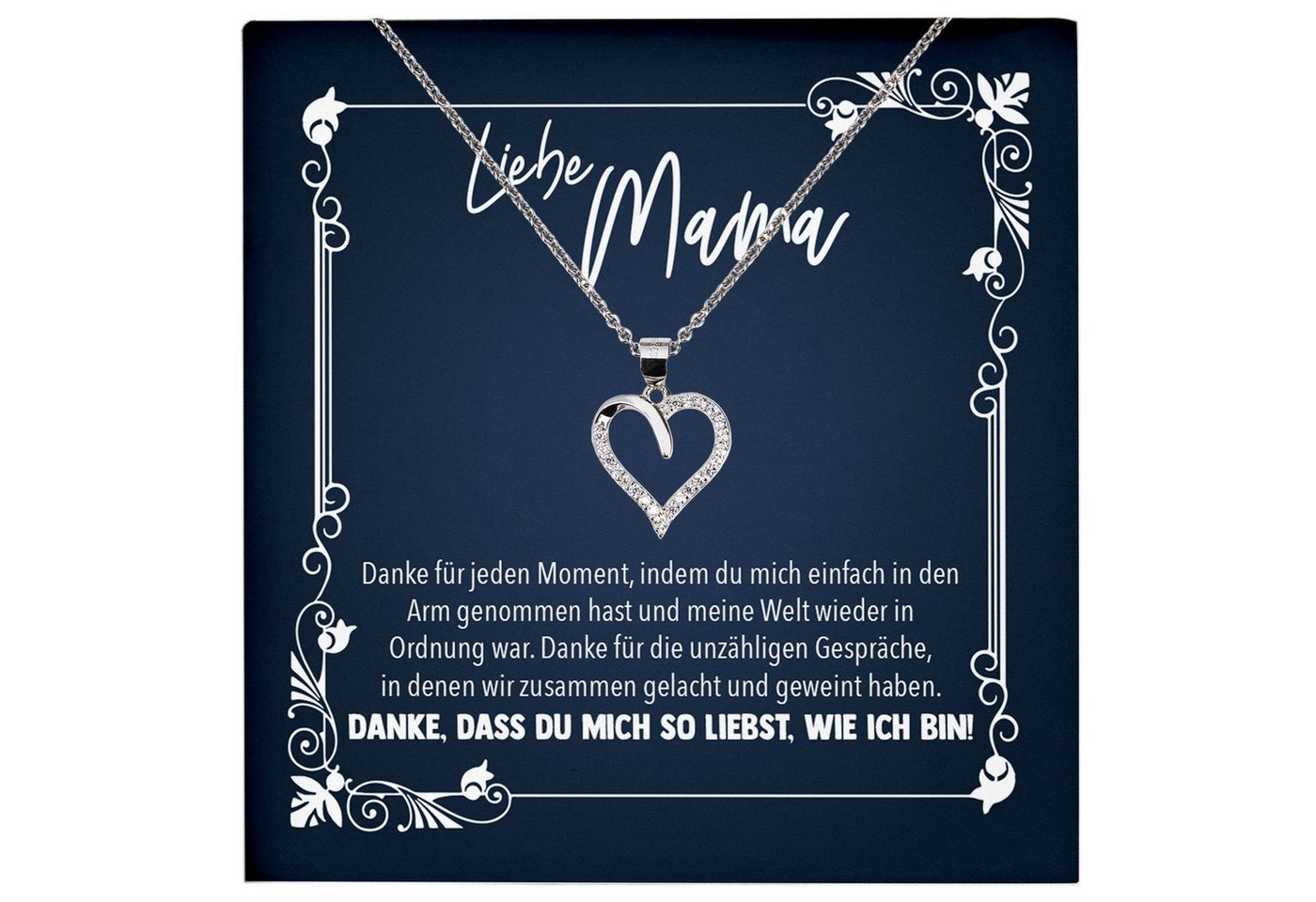 22Feels Schmuckset Mama Geschenk Muttertag Geburtstag Frauen Schmuck Herz Halskette Karte, Echt-Silber 925/000, Karte Made In Germany von 22Feels