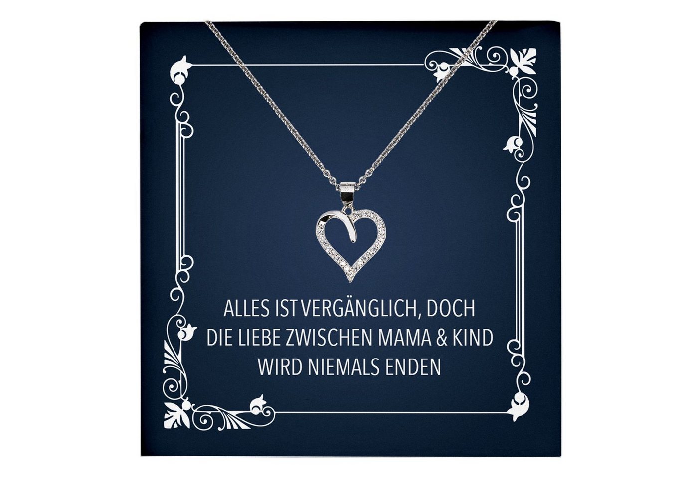 22Feels Schmuckset Mama Geschenk Muttertag Geburtstag Frauen Schmuck Herz Halskette Karte, Echt-Silber 925/000, Karte Made In Germany von 22Feels