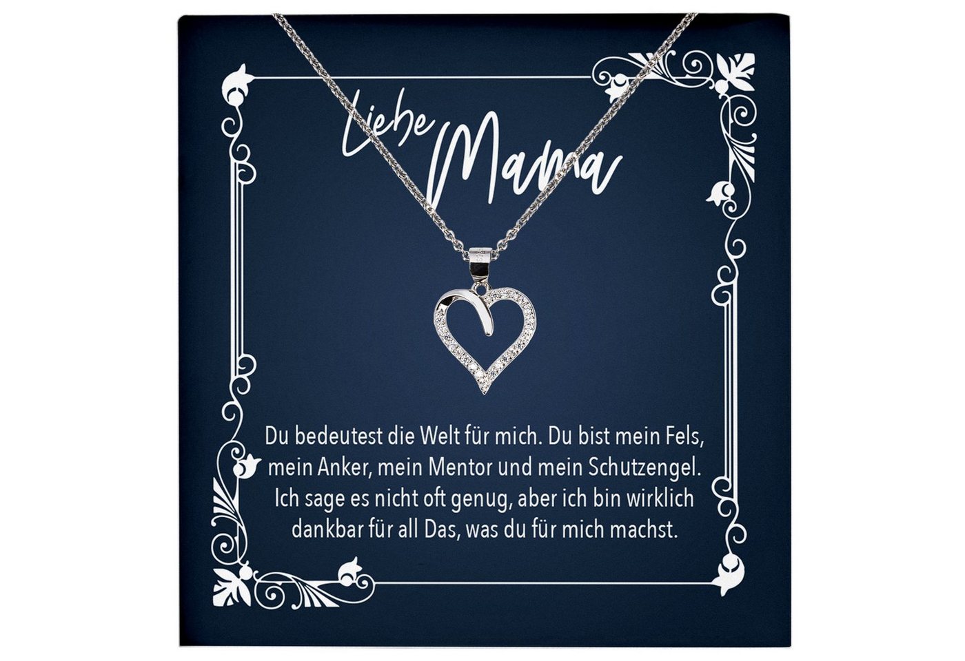 22Feels Schmuckset Mama Geschenk Muttertag Geburtstag Frauen Schmuck Herz Halskette Karte, Echt-Silber 925/000, Karte Made In Germany von 22Feels