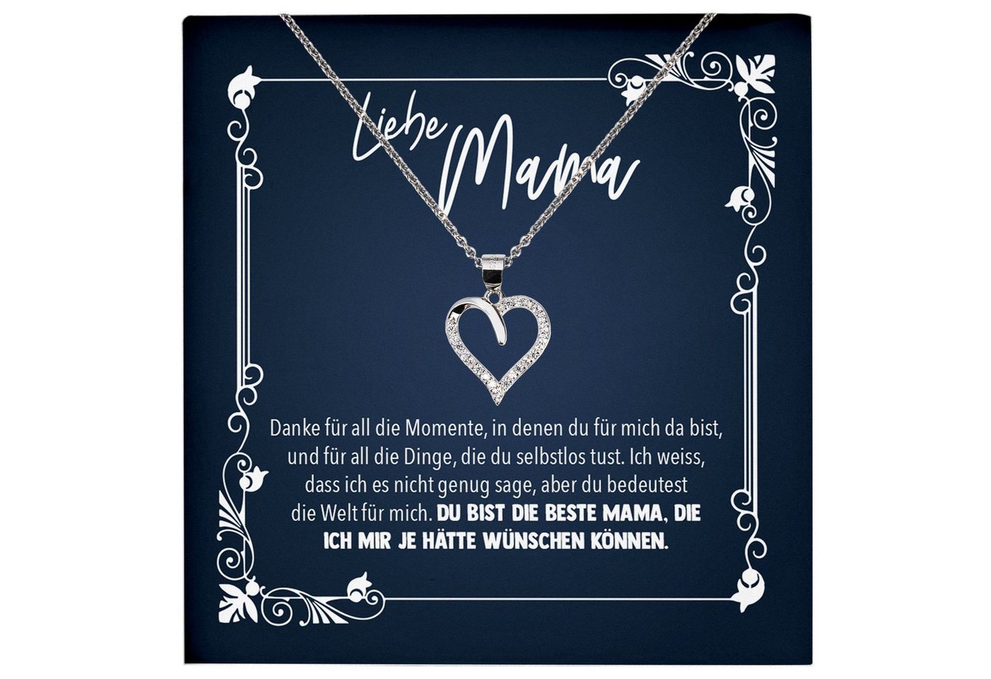 22Feels Schmuckset Mama Geschenk Muttertag Geburtstag Frauen Schmuck Herz Halskette Karte, Echt-Silber 925/000, Karte Made In Germany von 22Feels