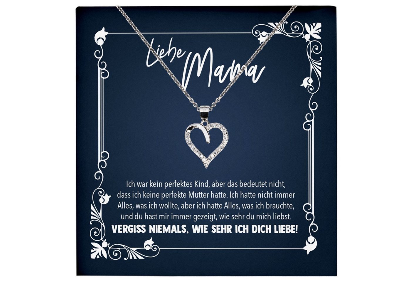 22Feels Schmuckset Mama Geschenk Muttertag Geburtstag Frauen Schmuck Herz Halskette Karte, Echt-Silber 925/000, Karte Made In Germany von 22Feels