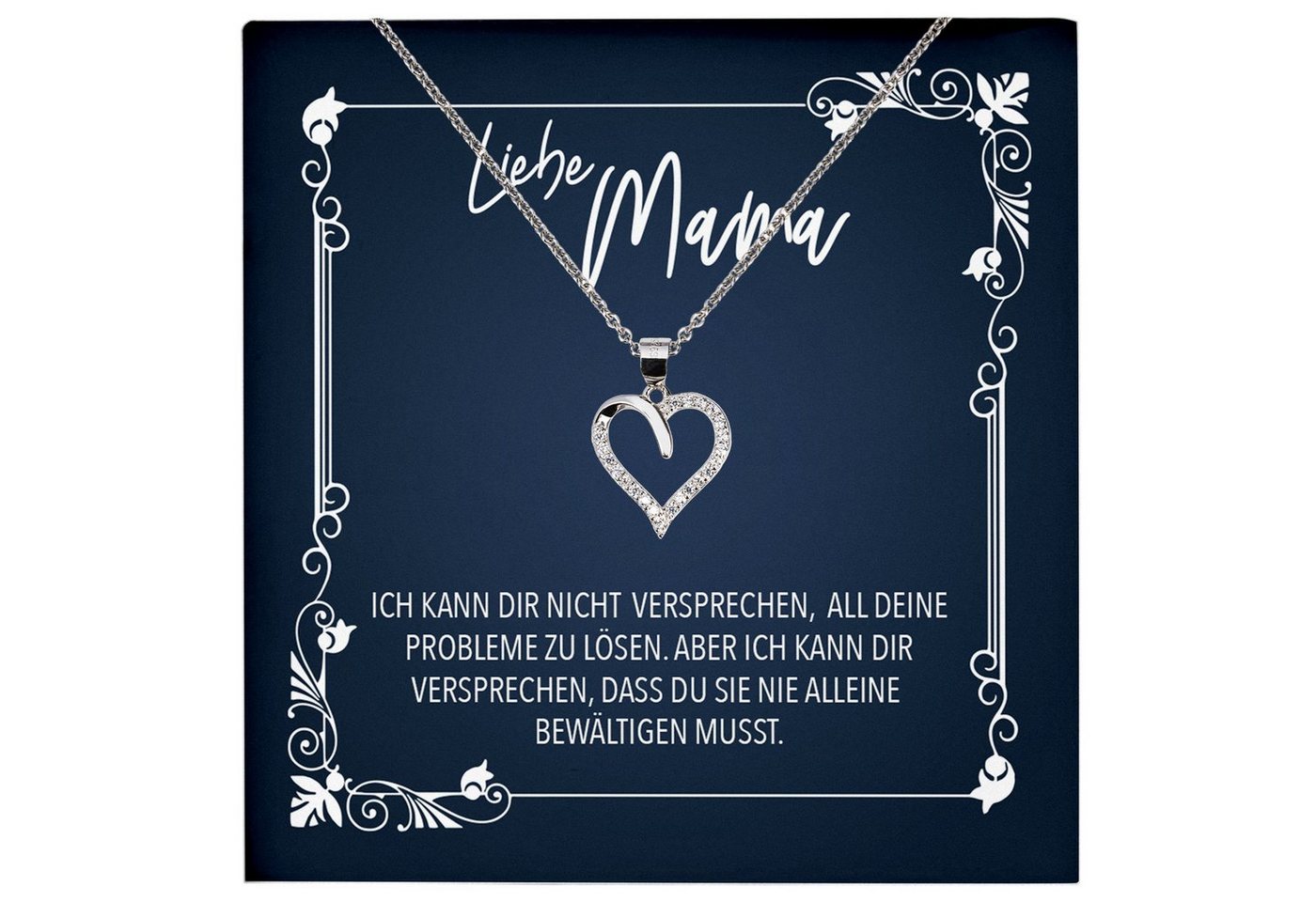 22Feels Schmuckset Mama Geschenk Muttertag Geburtstag Frauen Schmuck Herz Halskette Karte, Echt-Silber 925/000, Karte Made In Germany von 22Feels