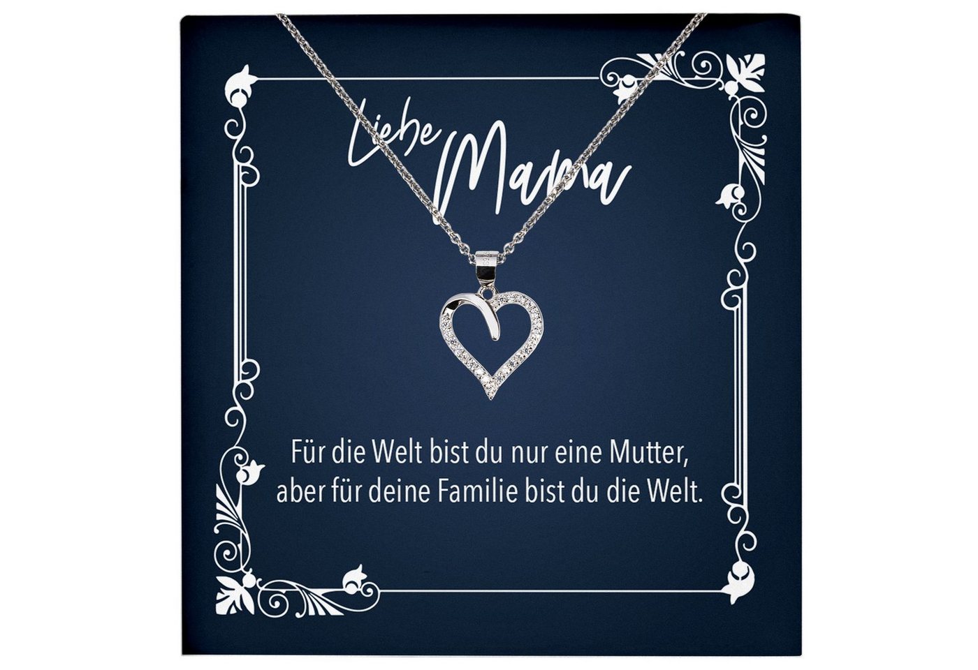 22Feels Schmuckset Mama Geschenk Muttertag Geburtstag Frauen Schmuck Herz Halskette Karte, Echt-Silber 925/000, Karte Made In Germany von 22Feels