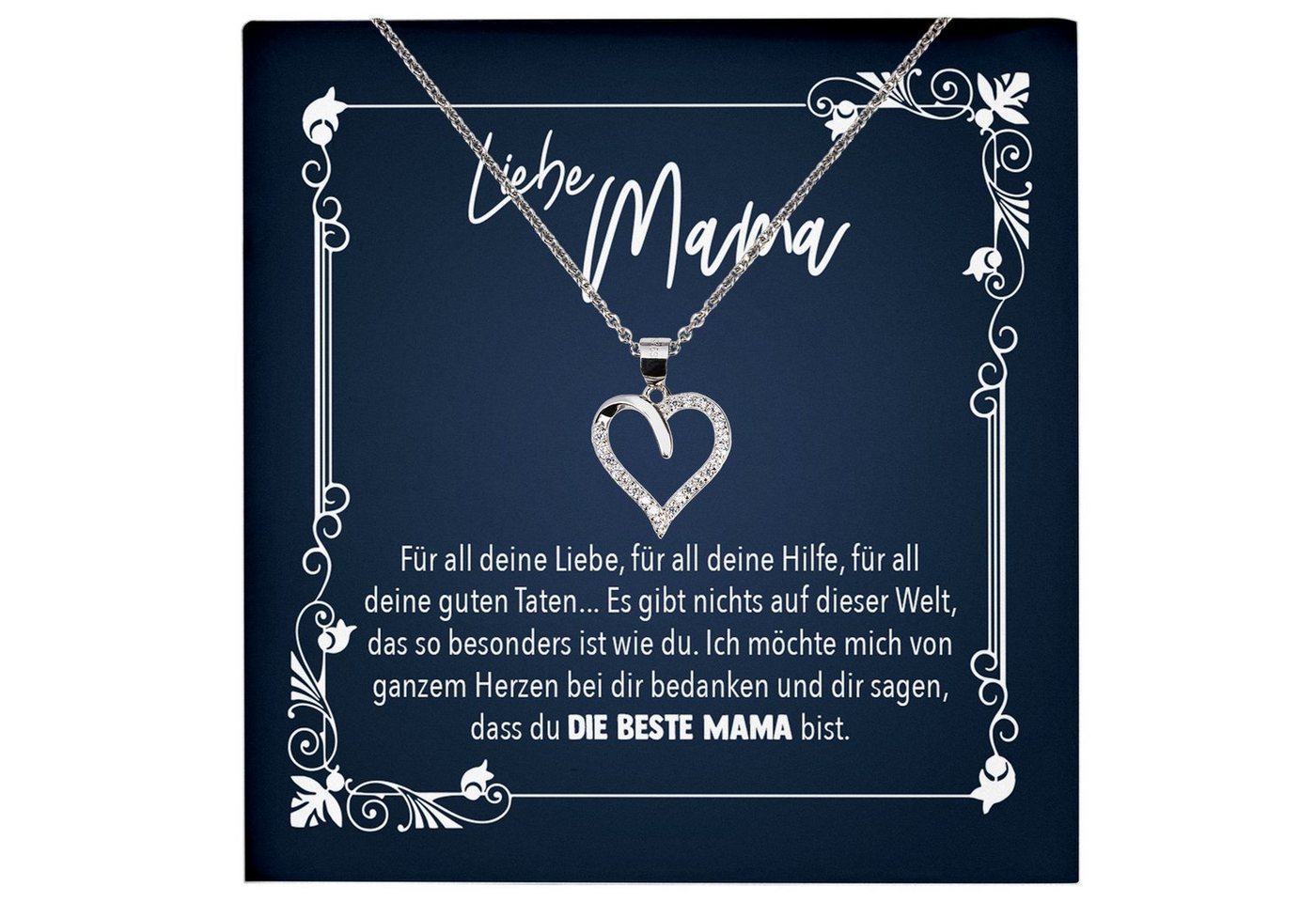 22Feels Schmuckset Mama Geschenk Muttertag Geburtstag Frauen Schmuck Herz Halskette Karte, Echt-Silber 925/000, Karte Made In Germany von 22Feels