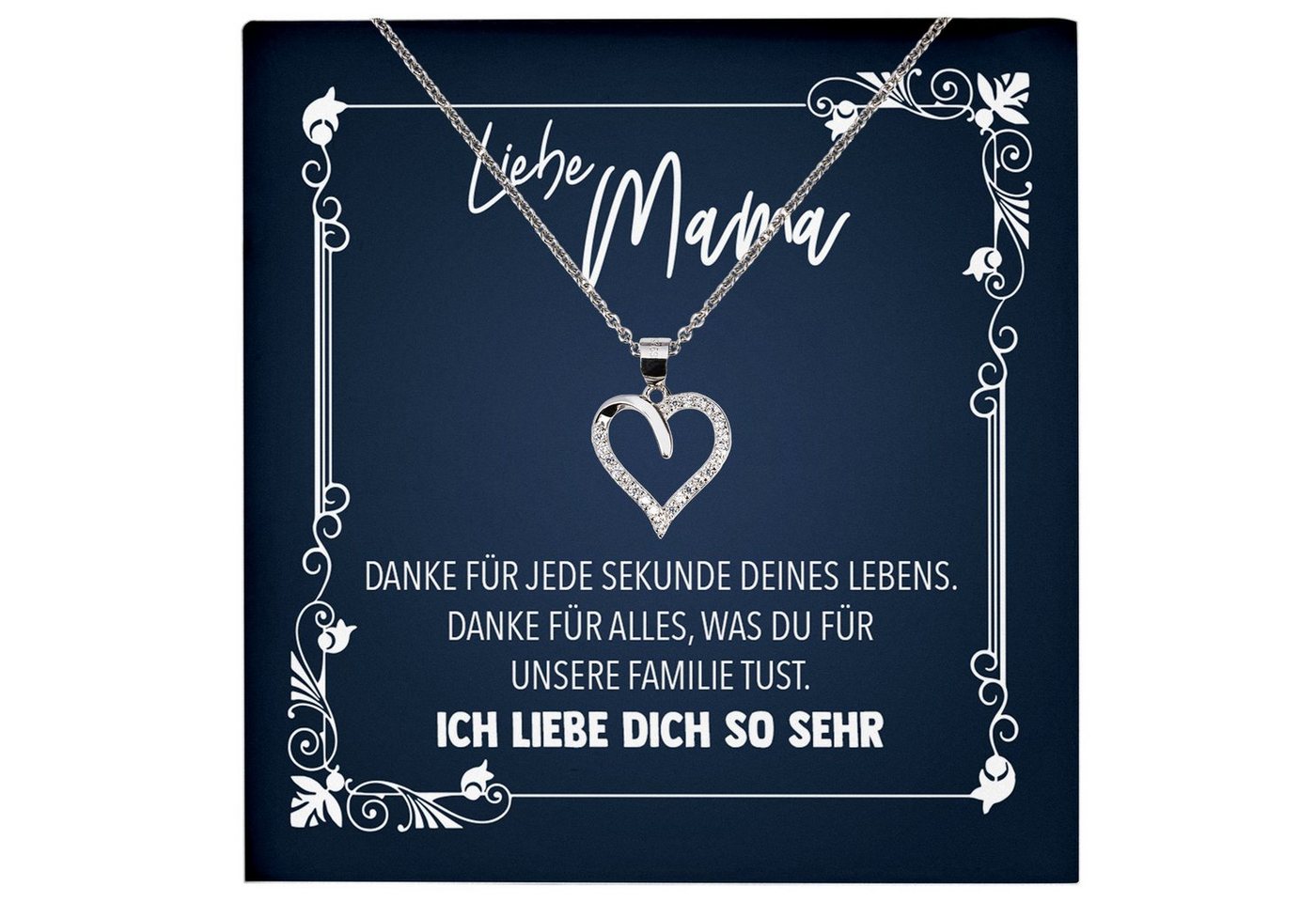 22Feels Schmuckset Mama Geschenk Muttertag Geburtstag Frauen Schmuck Herz Halskette Karte, Echt-Silber 925/000, Karte Made In Germany von 22Feels