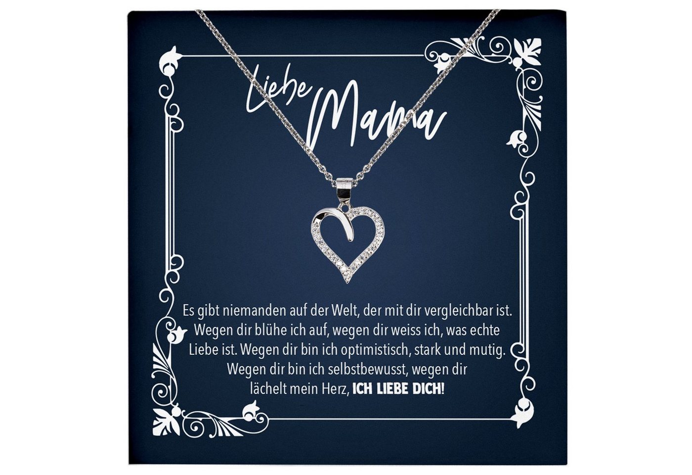 22Feels Schmuckset Mama Geschenk Muttertag Geburtstag Frauen Schmuck Herz Halskette Karte, Echt-Silber 925/000, Karte Made In Germany von 22Feels