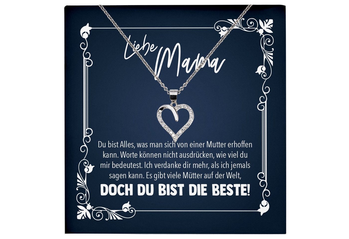 22Feels Schmuckset Mama Geschenk Muttertag Geburtstag Frauen Schmuck Herz Halskette Karte, Echt-Silber 925/000, Karte Made In Germany von 22Feels