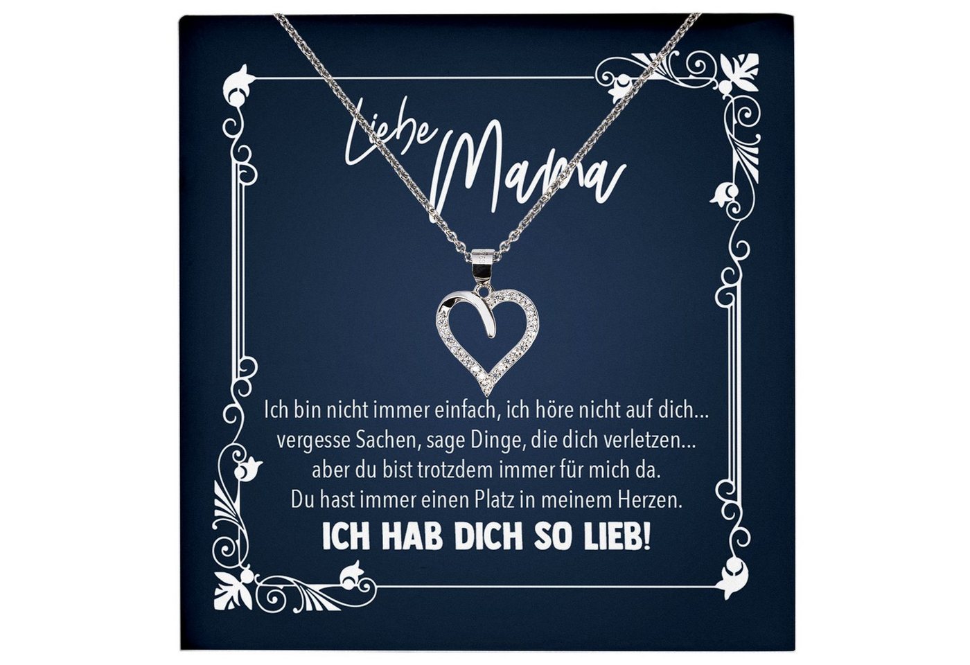 22Feels Schmuckset Mama Geschenk Muttertag Geburtstag Frauen Schmuck Herz Halskette Karte, Echt-Silber 925/000, Karte Made In Germany von 22Feels